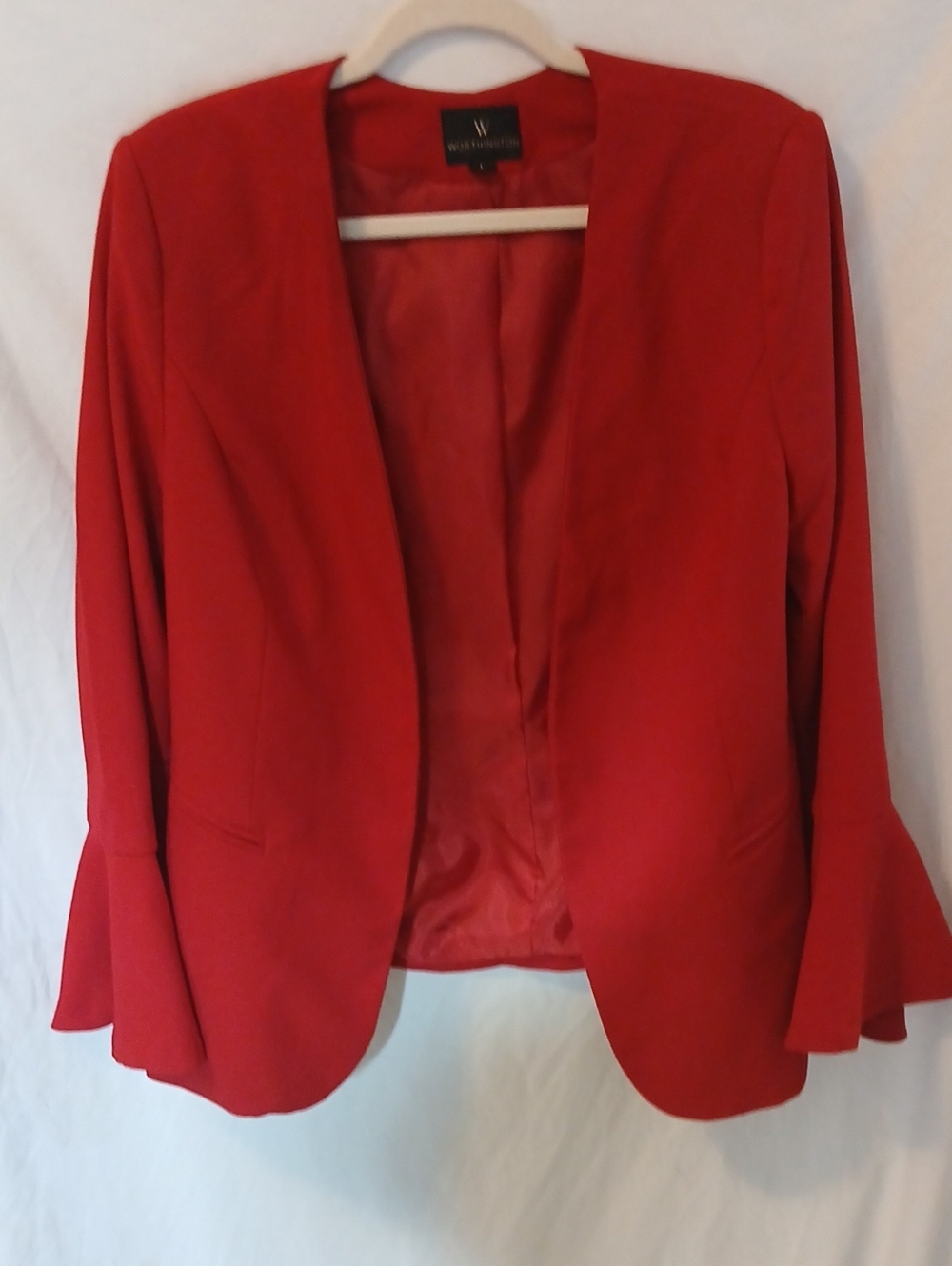 Worthington Red Open-Front Blazer with Flared Sleeves